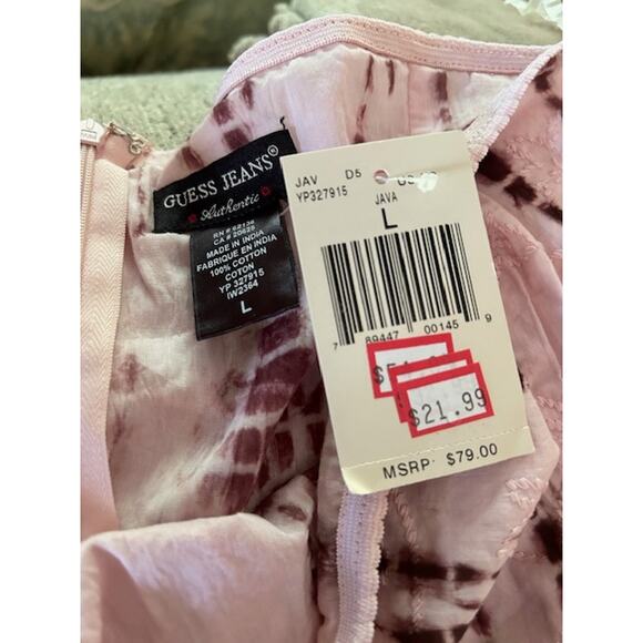 Guess Jeans Strapless Ombre Tie-Dye Dress Purple Pink Size L NWT - Picture 6 of 7